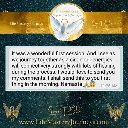 testimonial for Sophia Circle Journey facilitated by Lorea Elia